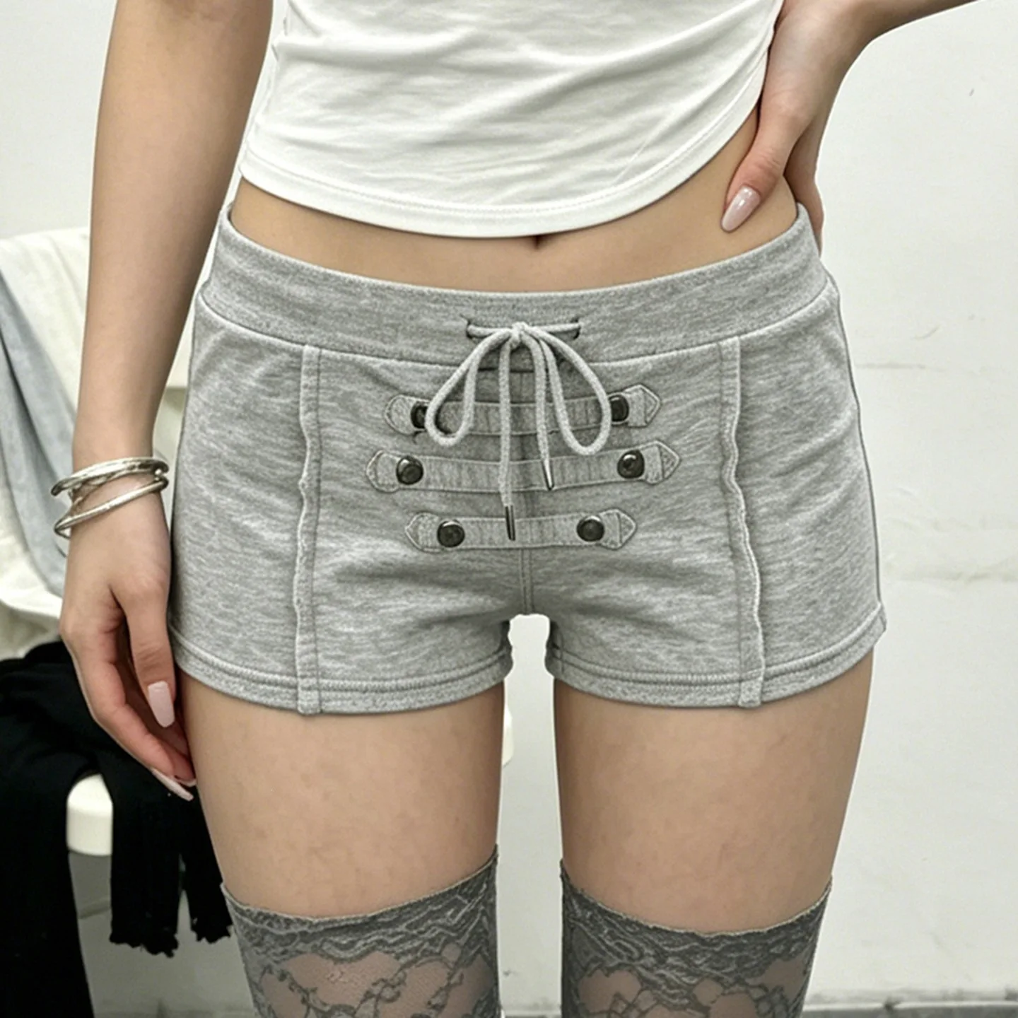 Spice Girls Low Waist Drawstring Elastic Waist Slim Split Knitted Shorts Design Sense Casual Hot Pants
Spice Girls Low Waist Drawstring Elastic Waist Slim Split Knitted Shorts Design Sense Casual Hot Pants