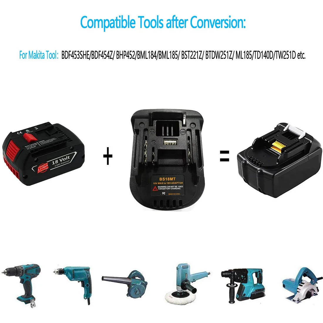 A02M-2Pcs BS18MT Battery Adapter Converter For 18V BAT619G/620 Battery Convert To For 18V BL1860 Lithium Battery
A02M-2Pcs BS18MT Battery Adapter Converter For 18V BAT619G/620 Battery Convert To For 18V BL1860 Lithium Battery