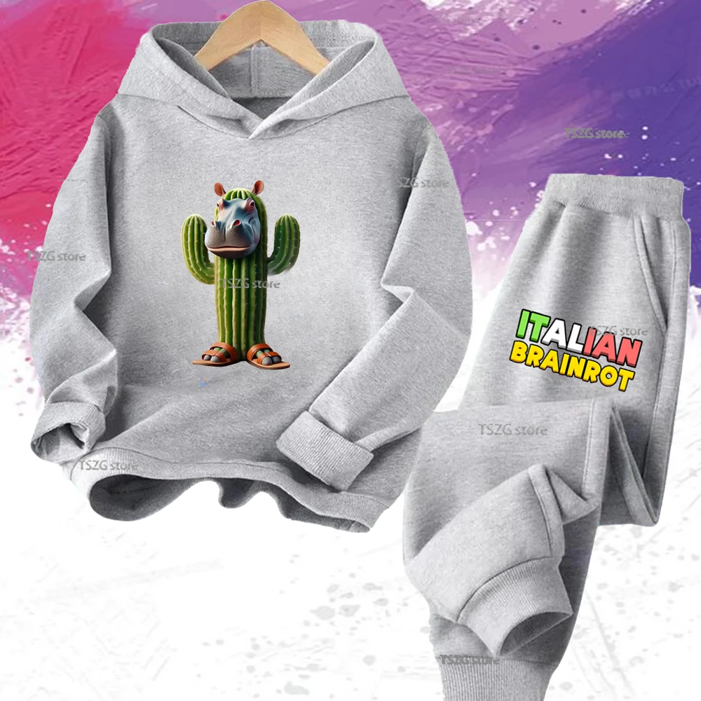 Детские толстовки с капюшоном и брюками Talian Brainrot, комплект из 2 предметов, осенний детский повседневный теплый спортивный костюм с капюшоном для мальчиков и девочек
Детские толстовки с капюшоном и брюками Talian Brainrot, комплект из 2 предметов, осенний детский повседневный теплый спортивный костюм с капюшоном для мальчиков и девочек