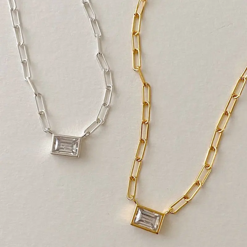 925 Sterling Silver Square Diamond White Necklace Simple Personalized Neo-gothic Design Wedding Jewelry 2022 Trend Accessories
925 Sterling Silver Square Diamond White Necklace Simple Personalized Neo-gothic Design Wedding Jewelry 2022 Trend Accessories