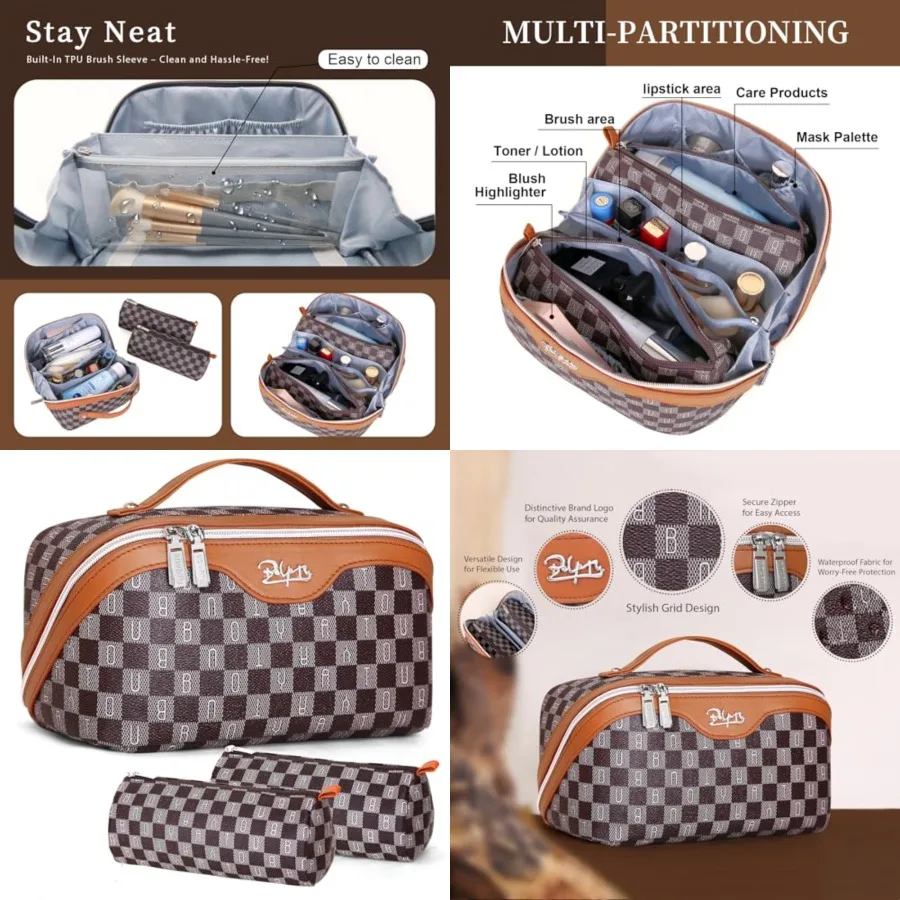 Travel Makeup Bag Organizer Cosmetic Bag: 3 Pcs Set Make up Bags for Women with Handle - Waterproof Vegan Leather Toiletry Bags
Travel Makeup Bag Organizer Cosmetic Bag: 3 Pcs Set Make up Bags for Women with Handle - Waterproof Vegan Leather Toiletry Bags