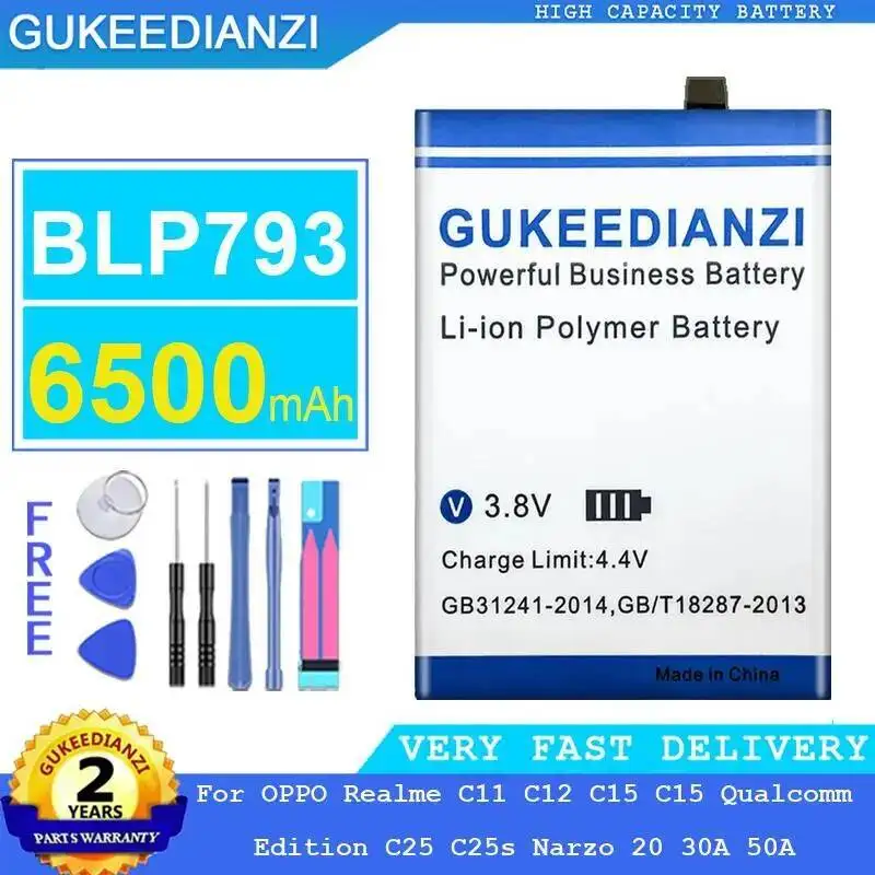 Mobile Phone Battery BLP793 6500Mah For Oppo Realme C11 C12 C15 Qualcomm Edition C25 C25s Narzo 20 30A 50A
Mobile Phone Battery BLP793 6500Mah For Oppo Realme C11 C12 C15 Qualcomm Edition C25 C25s Narzo 20 30A 50A