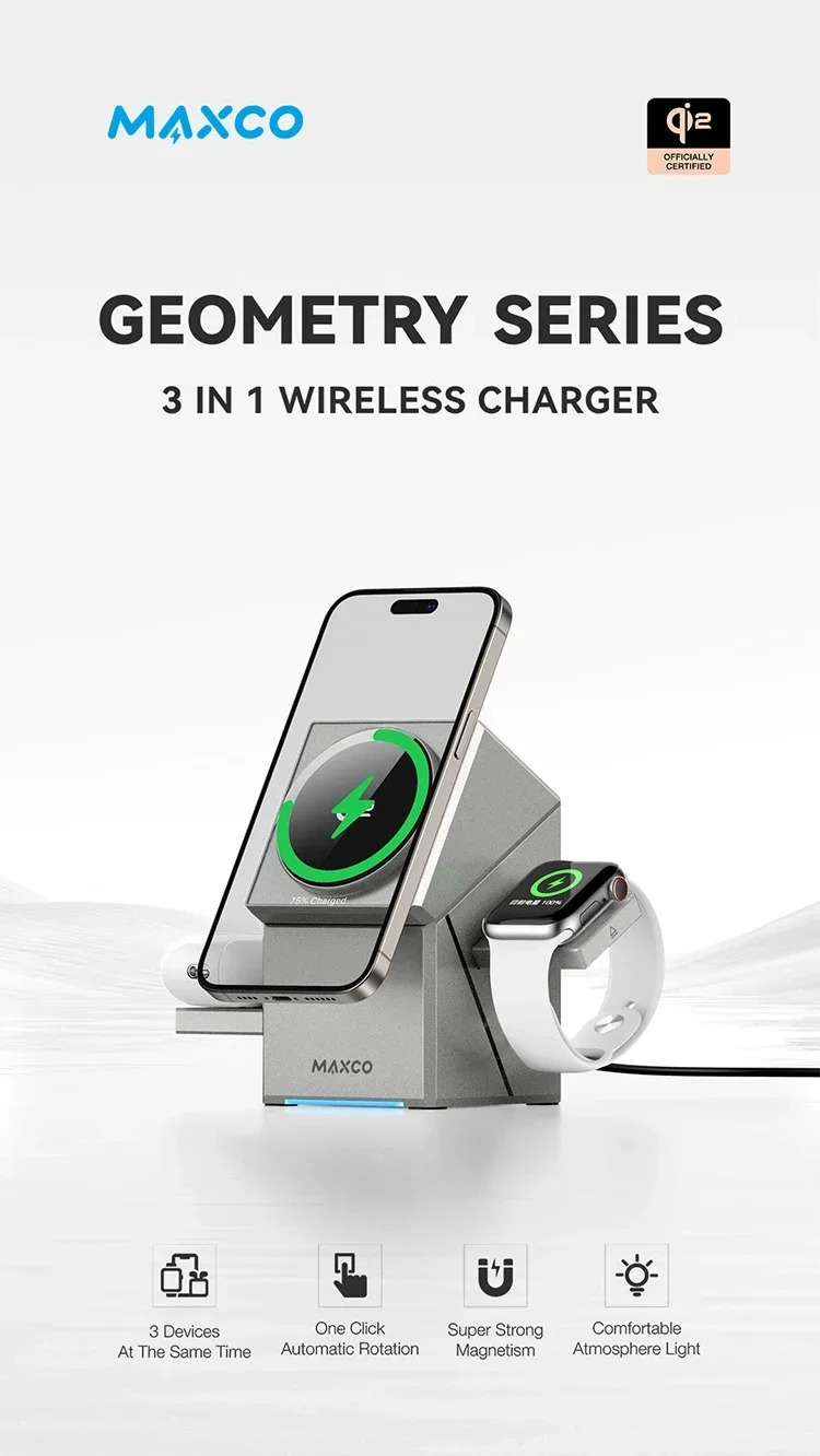 QI2 3 in 1 Wireless Charger Stand Magnetic Qi2 15W Fast Charging for iPhone 12 13 14 15 16 Apple Watch 9 8 7 6 5 Airpods 2 3 Pro
QI2 3 in 1 Wireless Charger Stand Magnetic Qi2 15W Fast Charging for iPhone 12 13 14 15 16 Apple Watch 9 8 7 6 5 Airpods 2 3 Pro