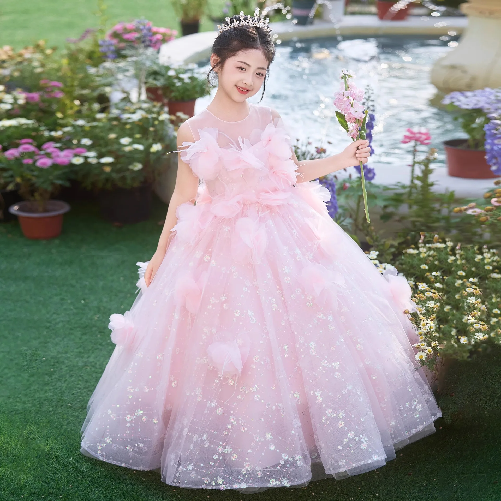 Flower Girl Wedding Party Dresses Girls Style Princess Dress Pink Summer Round Neck Gown Sequined Prom Birthday Gowns Customized
Flower Girl Wedding Party Dresses Girls Style Princess Dress Pink Summer Round Neck Gown Sequined Prom Birthday Gowns Customized