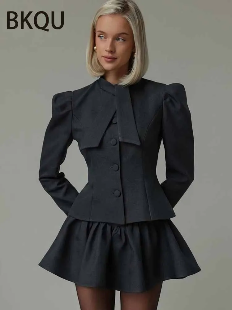 BKQU Элегантный серый блейзер-юбка, женский тонкий однобортный рубашка на шнуровке с длинными рукавами, плиссированная мини-юбка, комплект из 2 предметов, уличный наряд
BKQU Элегантный серый блейзер-юбка, женский тонкий однобортный рубашка на шнуровке с длинными рукавами, плиссированная мини-юбка, комплект из 2 предметов, уличный наряд