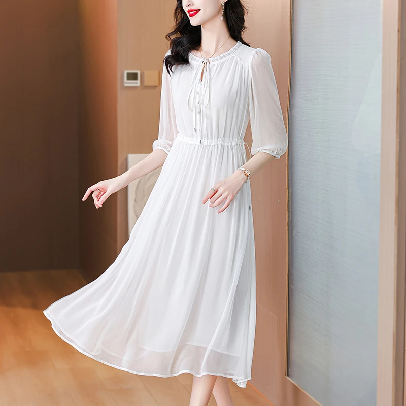 2026 Women White Luxury Chiffon Solid Sexy Midi Dress Summer New Boho Fashion Light Beach Sundress Korean Elegant Bodycon Dress
2026 Women White Luxury Chiffon Solid Sexy Midi Dress Summer New Boho Fashion Light Beach Sundress Korean Elegant Bodycon Dress