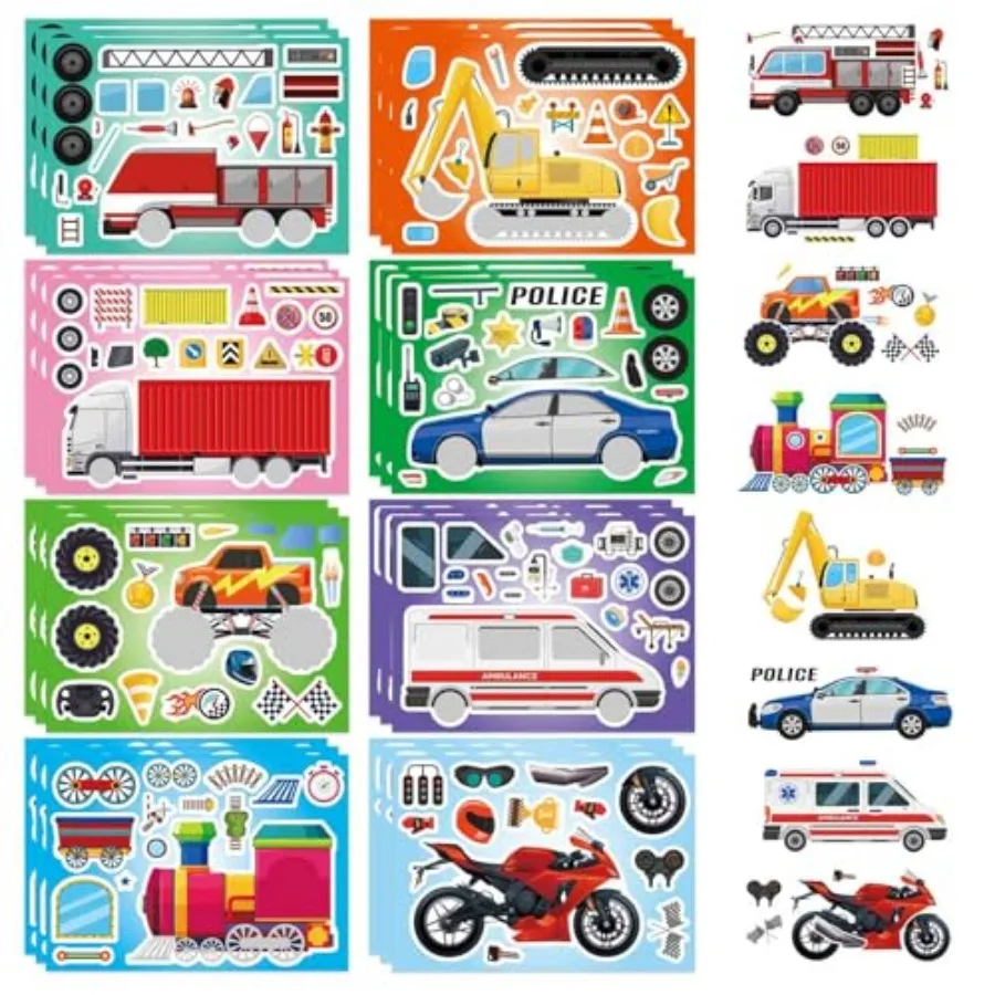 24 Sheets Stickers for,Make Your Own Police Car, Ambulance, Truck,,Motorcycles Engineering Stickers for Toddlers, Brithday Part
24 Sheets Stickers for,Make Your Own Police Car, Ambulance, Truck,,Motorcycles Engineering Stickers for Toddlers, Brithday Part