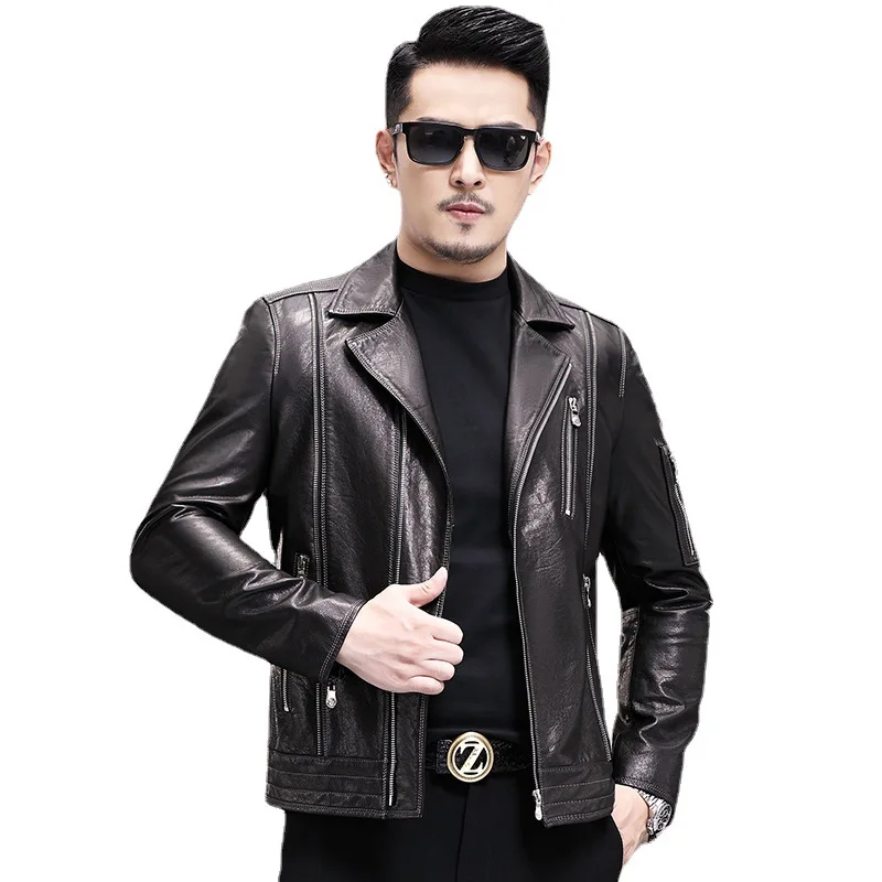 Cowhide Motorcycle Jackets Luxury Men's Genuine Leather Jackets Black Short High Quality Spring Autumn Classic Jacket
Cowhide Motorcycle Jackets Luxury Men's Genuine Leather Jackets Black Short High Quality Spring Autumn Classic Jacket