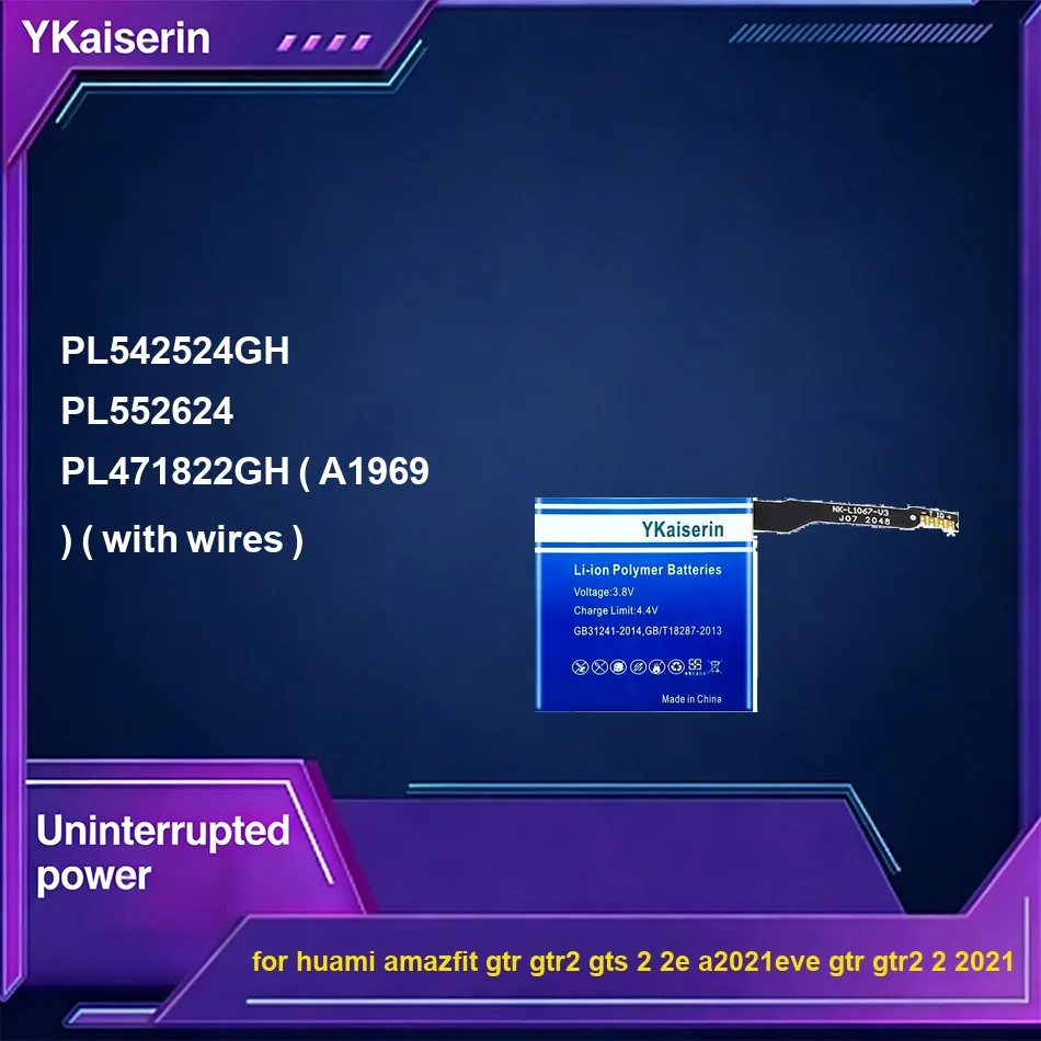 Аккумулятор PL471822GH (A1969) (с проводами) PL542524GH PL552624 для Huami Amazfit GTR, GTR2, GTS 2, 2E, A2021EVE, GTR2 2021
Аккумулятор PL471822GH (A1969) (с проводами) PL542524GH PL552624 для Huami Amazfit GTR, GTR2, GTS 2, 2E, A2021EVE, GTR2 2021