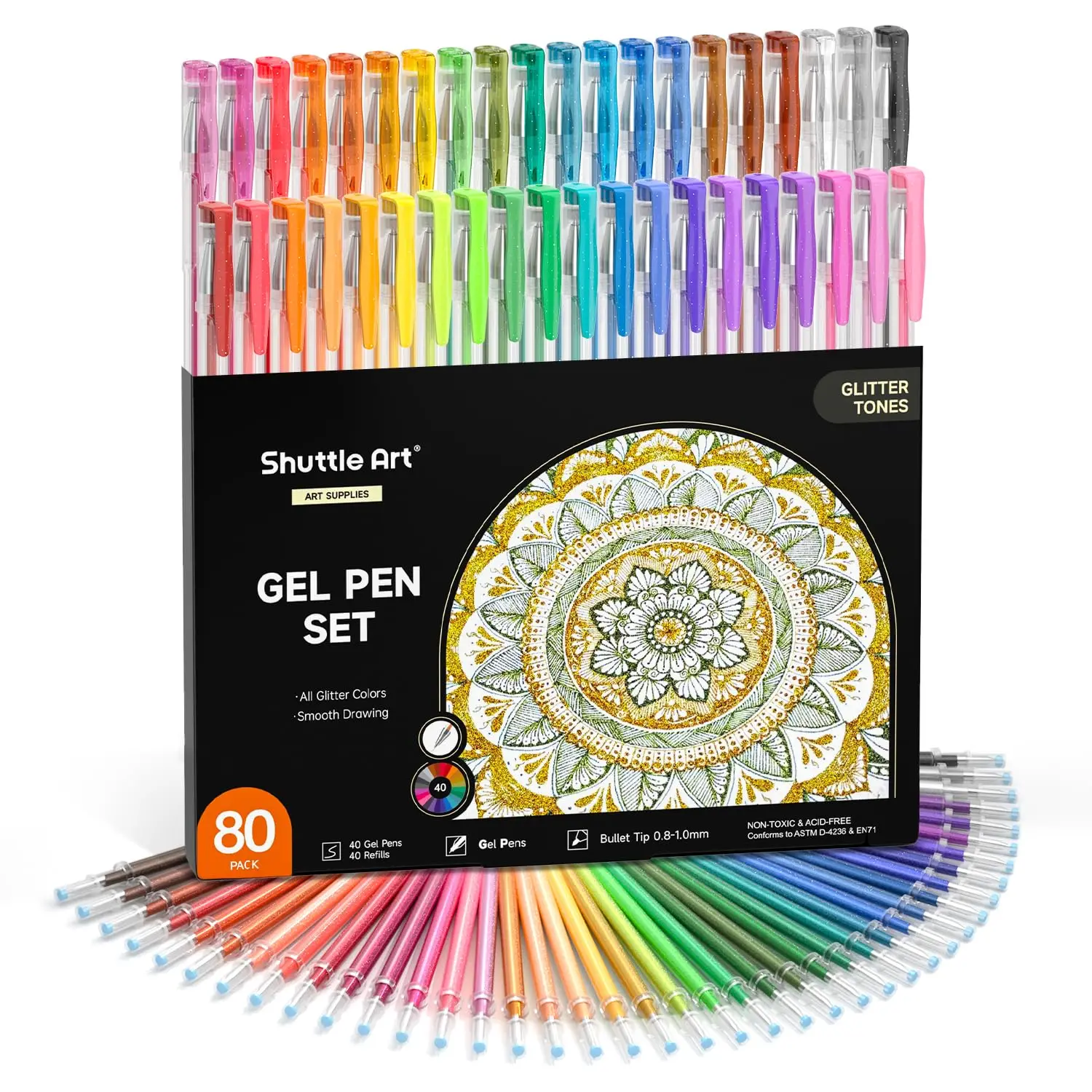 Glitter Gel Pens Set, 40 Colors with 40 Refills, for Drawing Crafts & Scrapbooking
Glitter Gel Pens Set, 40 Colors with 40 Refills, for Drawing Crafts & Scrapbooking