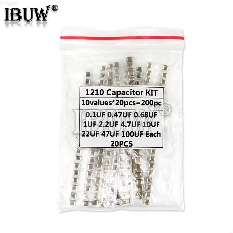 1210 SMD Capacitor assorted kit ,10values*20PCS=200PCS 100nF~100uF Samples Kit electronic diy kit
1210 SMD Capacitor assorted kit ,10values*20PCS=200PCS 100nF~100uF Samples Kit electronic diy kit