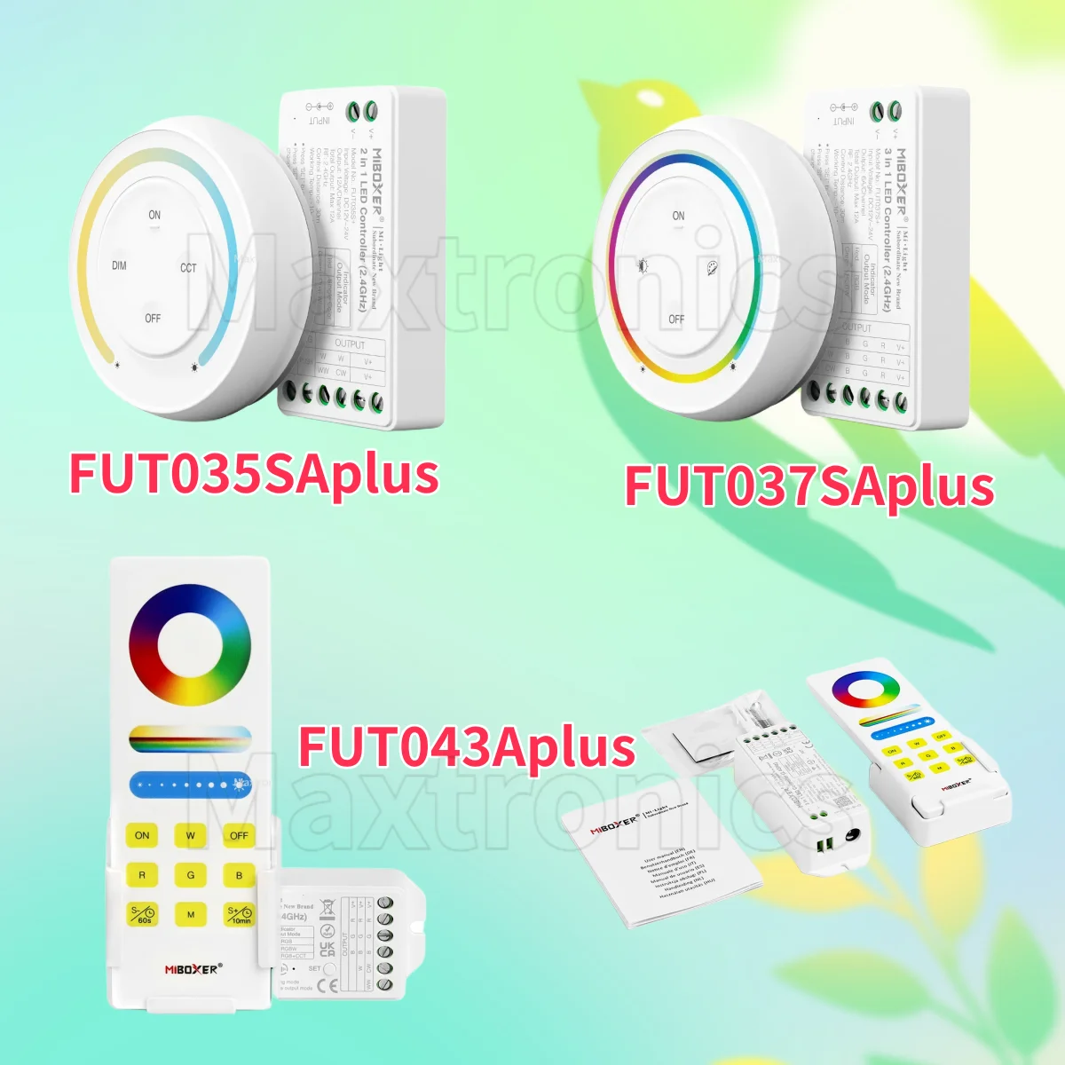 LED Controller Kits (MiBoxer 2.4GHz) FUT035SA+ 2in1 Single color/Dual white FUT037SA+ FUT043A+ 3in1 RGB/RGBW/RGB+CCT DC12~24V
LED Controller Kits (MiBoxer 2.4GHz) FUT035SA+ 2in1 Single color/Dual white FUT037SA+ FUT043A+ 3in1 RGB/RGBW/RGB+CCT DC12~24V