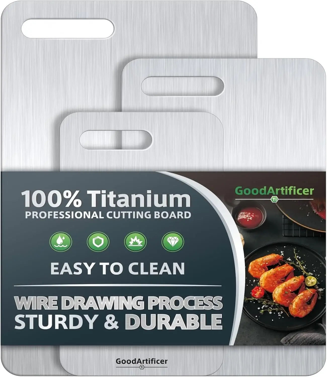 Titanium Cutting Boards Set of 3, Double-Sided, Non-Toxic, Dishwasher Safe, 3 Sizes
Titanium Cutting Boards Set of 3, Double-Sided, Non-Toxic, Dishwasher Safe, 3 Sizes