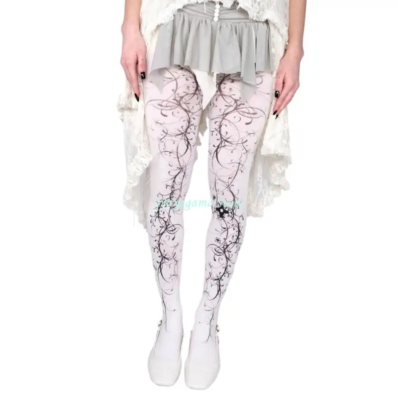 Y88A Womens Floral Print Opaque White Pantyhose Gothic Grunge Aesthetic Design Tights for Daily Wear And Costume Parties
Y88A Womens Floral Print Opaque White Pantyhose Gothic Grunge Aesthetic Design Tights for Daily Wear And Costume Parties