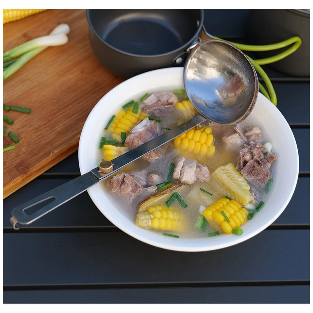 Stainless Steel Folding Ladle For Camping & Picnic Portable Long Handle Soup Spoon Outdoor Kitchen Cooking Utensil Accessories
Stainless Steel Folding Ladle For Camping & Picnic Portable Long Handle Soup Spoon Outdoor Kitchen Cooking Utensil Accessories