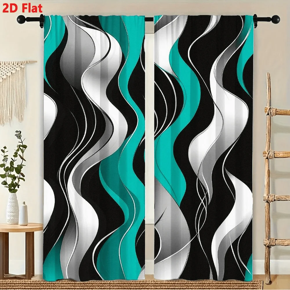 2Pcs Curtains Abstract Black White Cyan Wavy Ribbons Pattern Window Drapes For Bedroom Room Decor Decoration Window Treatment.
2Pcs Curtains Abstract Black White Cyan Wavy Ribbons Pattern Window Drapes For Bedroom Room Decor Decoration Window Treatment.