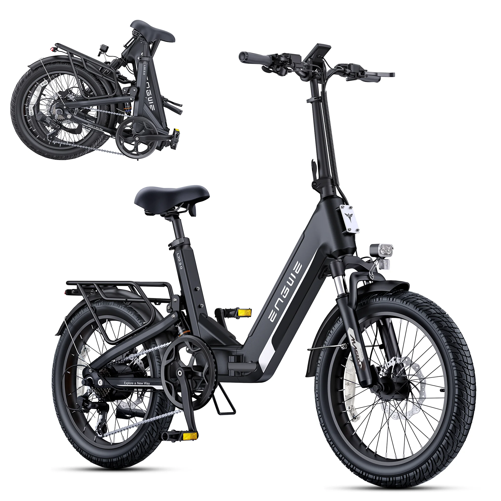 ENGWE L20 3.0 Full Suspension E-Bike, 1500W 48V 15Ah 60Miles, Smart GPS Anti-Theft, 28MPH Foldable Commuter Ebike
ENGWE L20 3.0 Full Suspension E-Bike, 1500W 48V 15Ah 60Miles, Smart GPS Anti-Theft, 28MPH Foldable Commuter Ebike