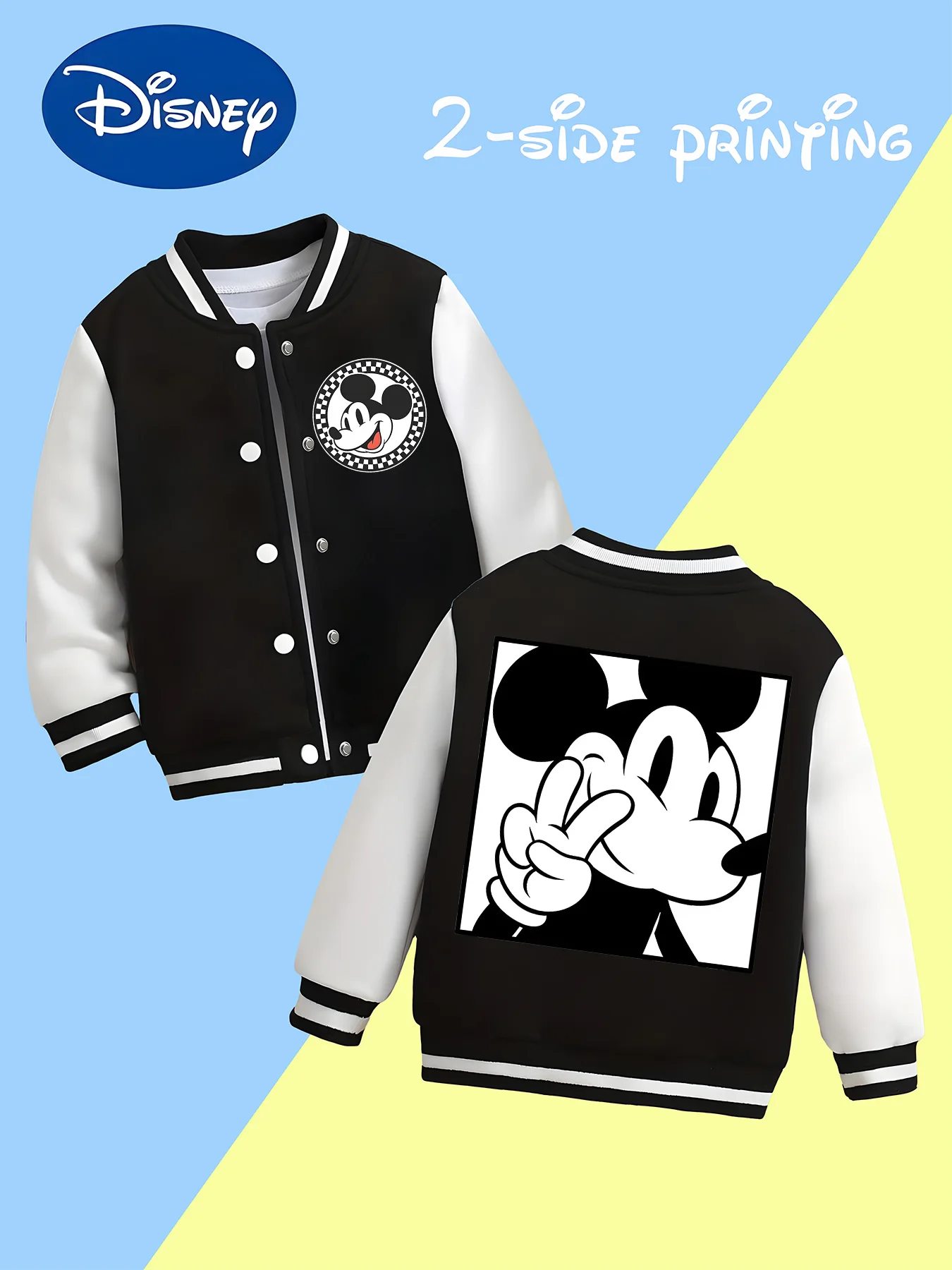 MINISO Disney Boys Baseball Jacket - Mickey Mouse Sign Black and White Print, suitable for school, casual party wear, trendy
MINISO Disney Boys Baseball Jacket - Mickey Mouse Sign Black and White Print, suitable for school, casual party wear, trendy