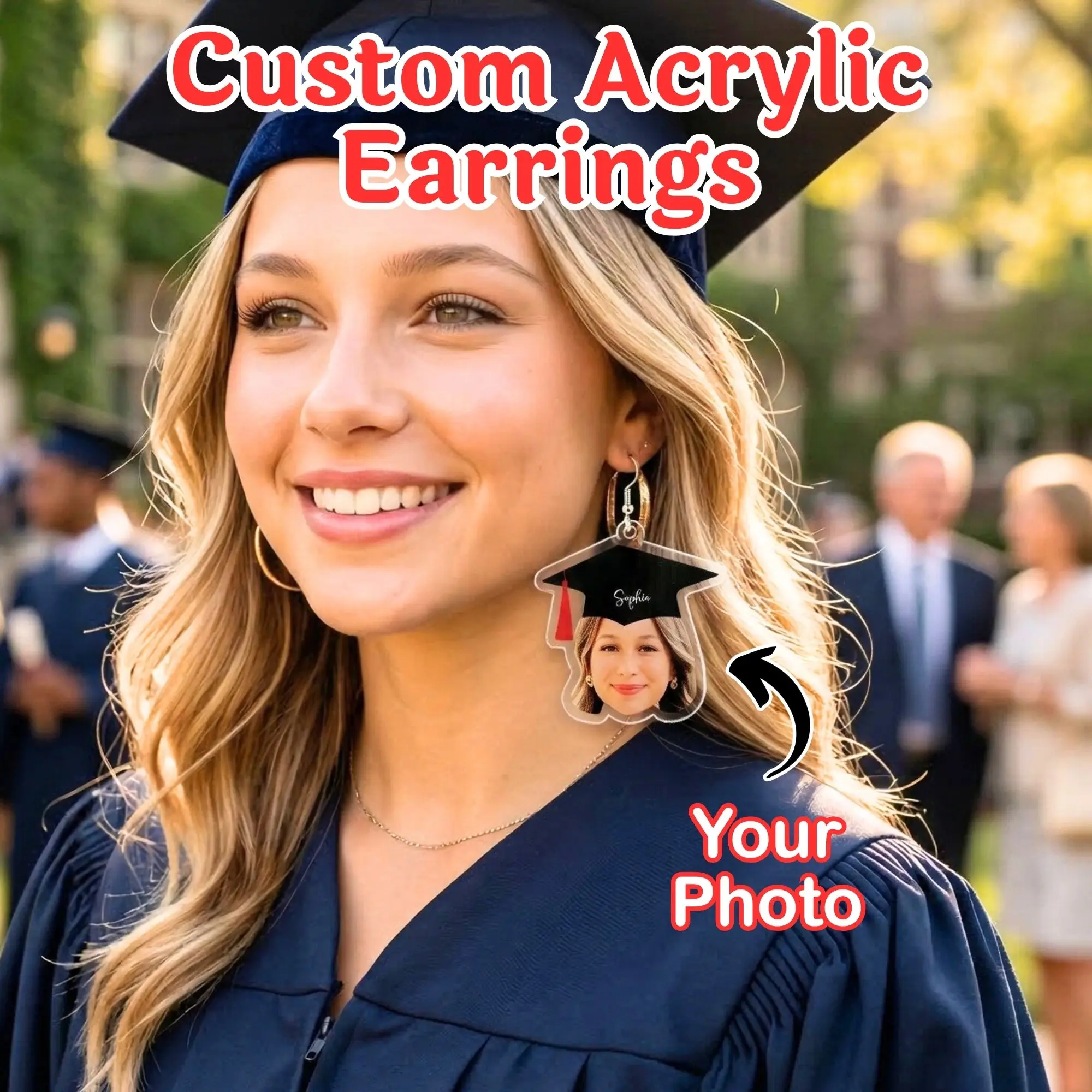 Custom Graduation Cap Earrings Personalized Photo Name Acrylic Pendant Graduation Gift For Her,A Pair Of Customizable
Custom Graduation Cap Earrings Personalized Photo Name Acrylic Pendant Graduation Gift For Her,A Pair Of Customizable