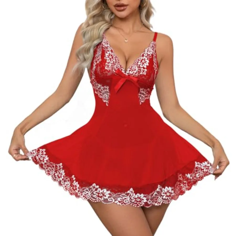 Women Sexy Lingerie Babydoll Mini Dress Floral Lace Sheer Chemise Sleepwear Mesh Lingerie Set with G-String
Women Sexy Lingerie Babydoll Mini Dress Floral Lace Sheer Chemise Sleepwear Mesh Lingerie Set with G-String
