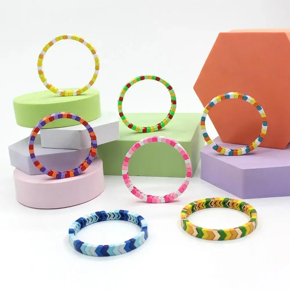 Geometric Enamel Arrow DIY Beads Patchwork Gradient Color Fashion for Men and Women Couples Elastic Bracelet Accessory Gift
Geometric Enamel Arrow DIY Beads Patchwork Gradient Color Fashion for Men and Women Couples Elastic Bracelet Accessory Gift