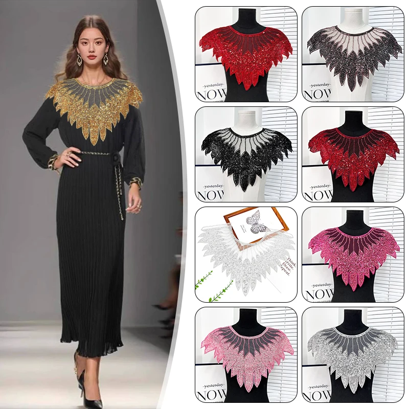 Women Shawl Collar Sequin Lace Decoration Fake Collar Fashion DIY Clothes Accessorie Applique Fake Collar
Women Shawl Collar Sequin Lace Decoration Fake Collar Fashion DIY Clothes Accessorie Applique Fake Collar