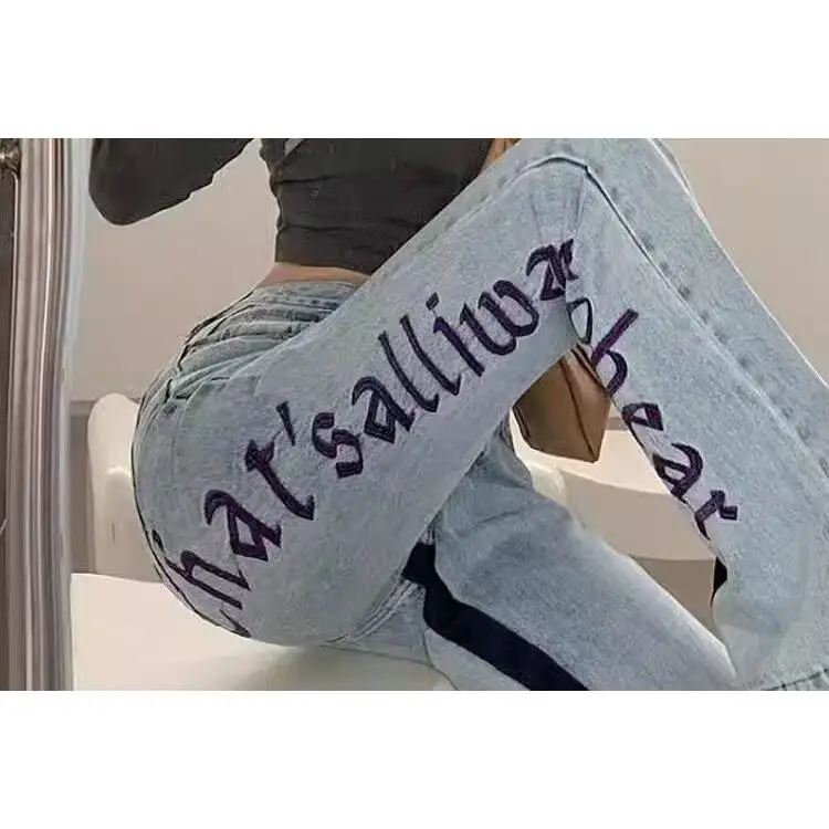 High Waist Wide Leg Denim Pants Women's Spring Autumn New Large Size Embroidered Print Casual Cotton Polyester Blend
High Waist Wide Leg Denim Pants Women's Spring Autumn New Large Size Embroidered Print Casual Cotton Polyester Blend
