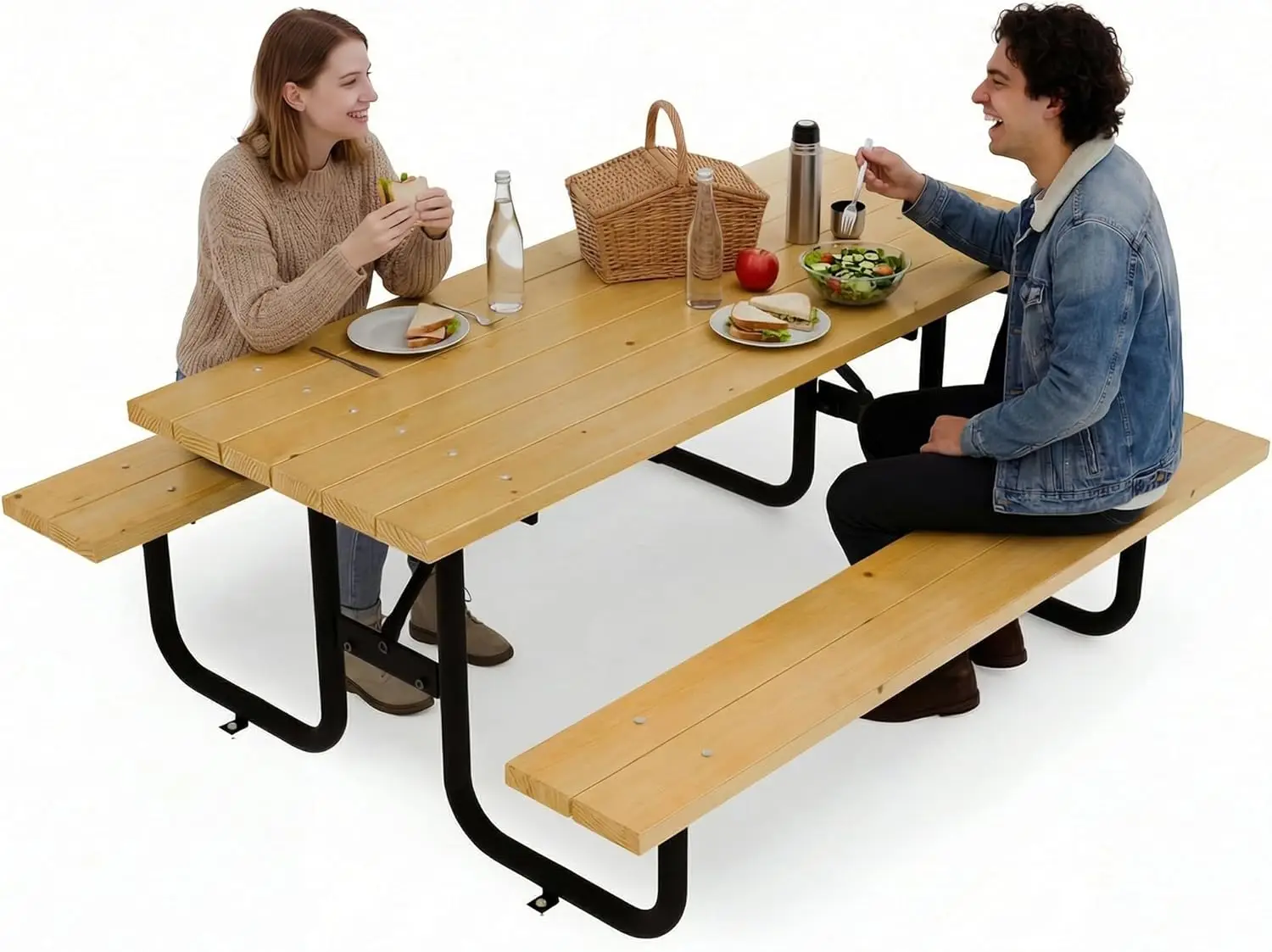 Commercial Wood Picnic Table with Metal Frame & 1.38" Thick Pine (Radiata Pine, 6' Rectangular)
Commercial Wood Picnic Table with Metal Frame & 1.38" Thick Pine (Radiata Pine, 6' Rectangular)