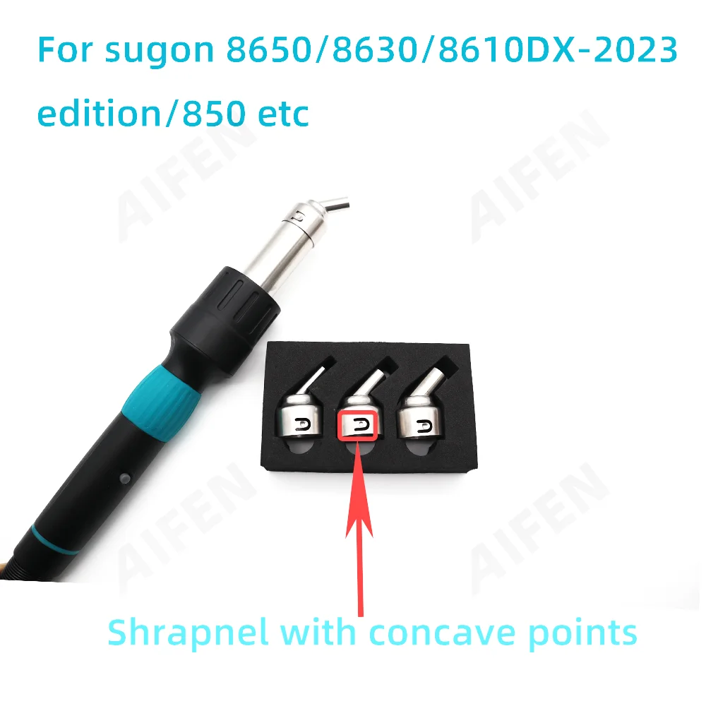 SUGON 8650/ 8630/8610DX-PRO Hot Air Soldering Station 45 Degree Curved Nozzle 5mm/8mm/10mm Bent Angle Heat Nozzle
SUGON 8650/ 8630/8610DX-PRO Hot Air Soldering Station 45 Degree Curved Nozzle 5mm/8mm/10mm Bent Angle Heat Nozzle