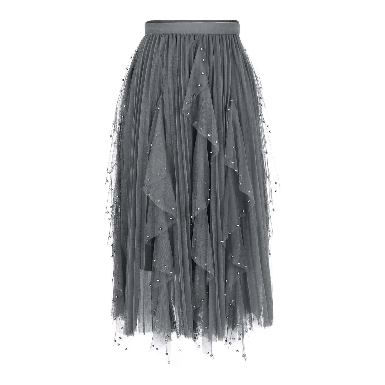Female Fashion Solid Color Nail Bead Irregular Splicing Wave Ruffle Edge Mesh High Waist Skirt For Travel
Female Fashion Solid Color Nail Bead Irregular Splicing Wave Ruffle Edge Mesh High Waist Skirt For Travel