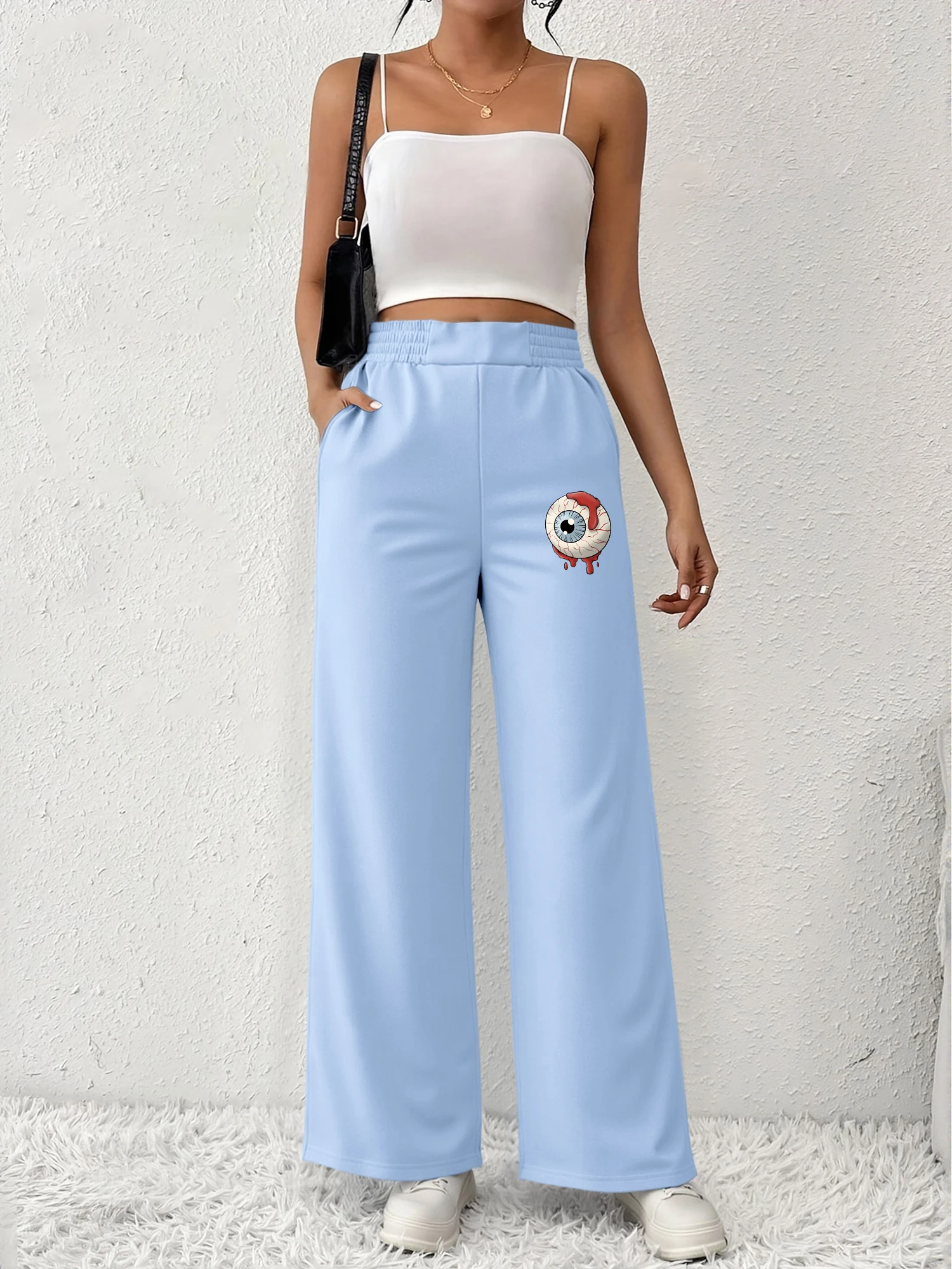 Bloody Eyeball Print Women's Elastic Waist Wide Leg Pants Casual Streetwear Joggers Halloween Horror Style
Bloody Eyeball Print Women's Elastic Waist Wide Leg Pants Casual Streetwear Joggers Halloween Horror Style