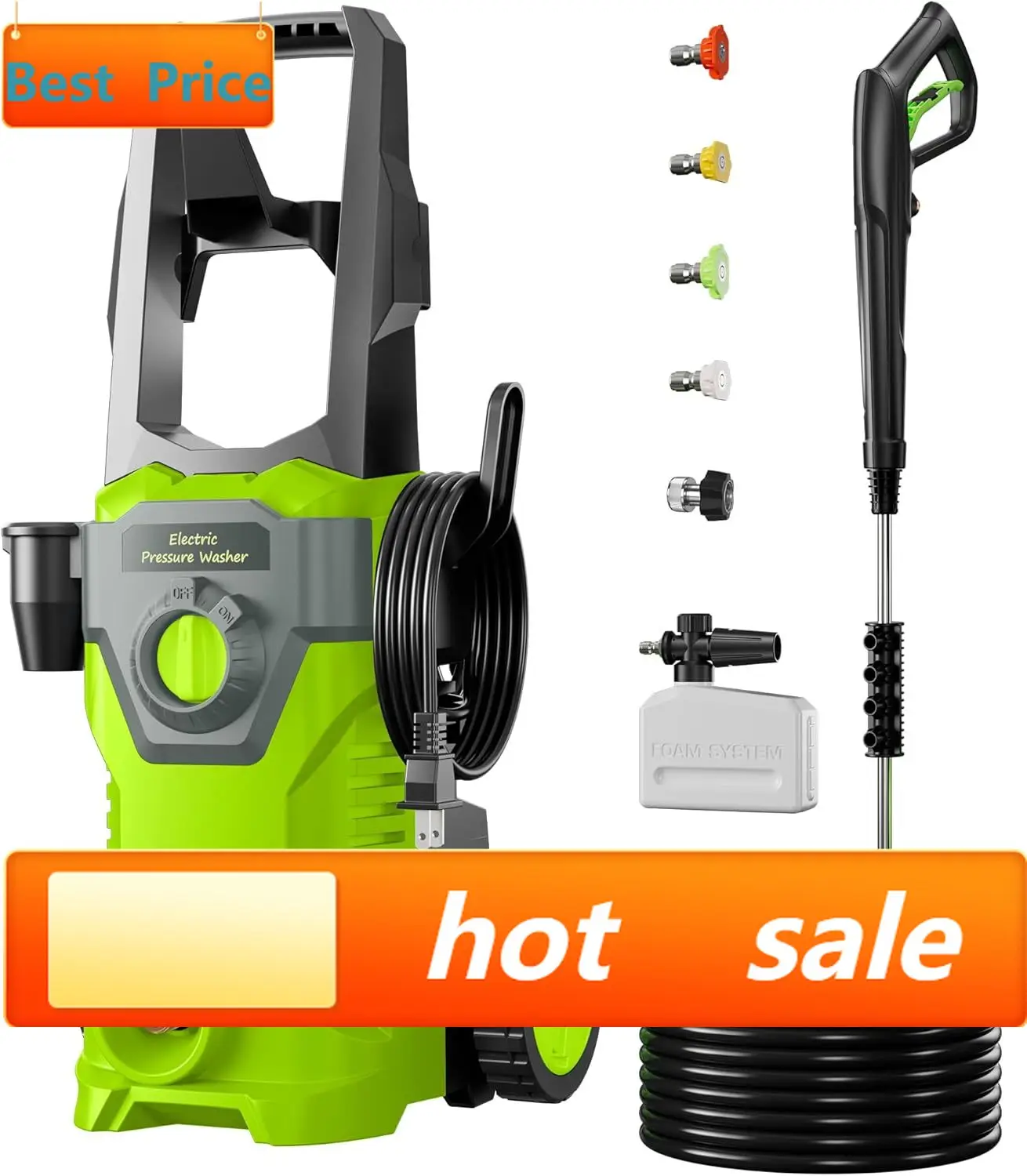 Pressure Washer, Power Washers 4800PSI 2.6GPM with 4 Quick Connect Nozzles, High Pressure Washer for Cars, Fences, Patios, Decks
Pressure Washer, Power Washers 4800PSI 2.6GPM with 4 Quick Connect Nozzles, High Pressure Washer for Cars, Fences, Patios, Decks