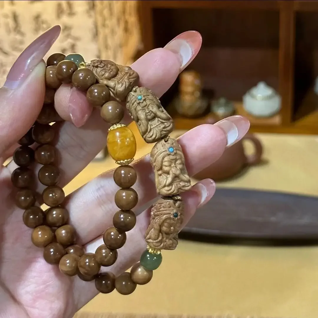 UMQ Handmade Carving Natural Bodhi Seed Bracelet-Double Circle Design for Good Luck and Blessing
UMQ Handmade Carving Natural Bodhi Seed Bracelet-Double Circle Design for Good Luck and Blessing
