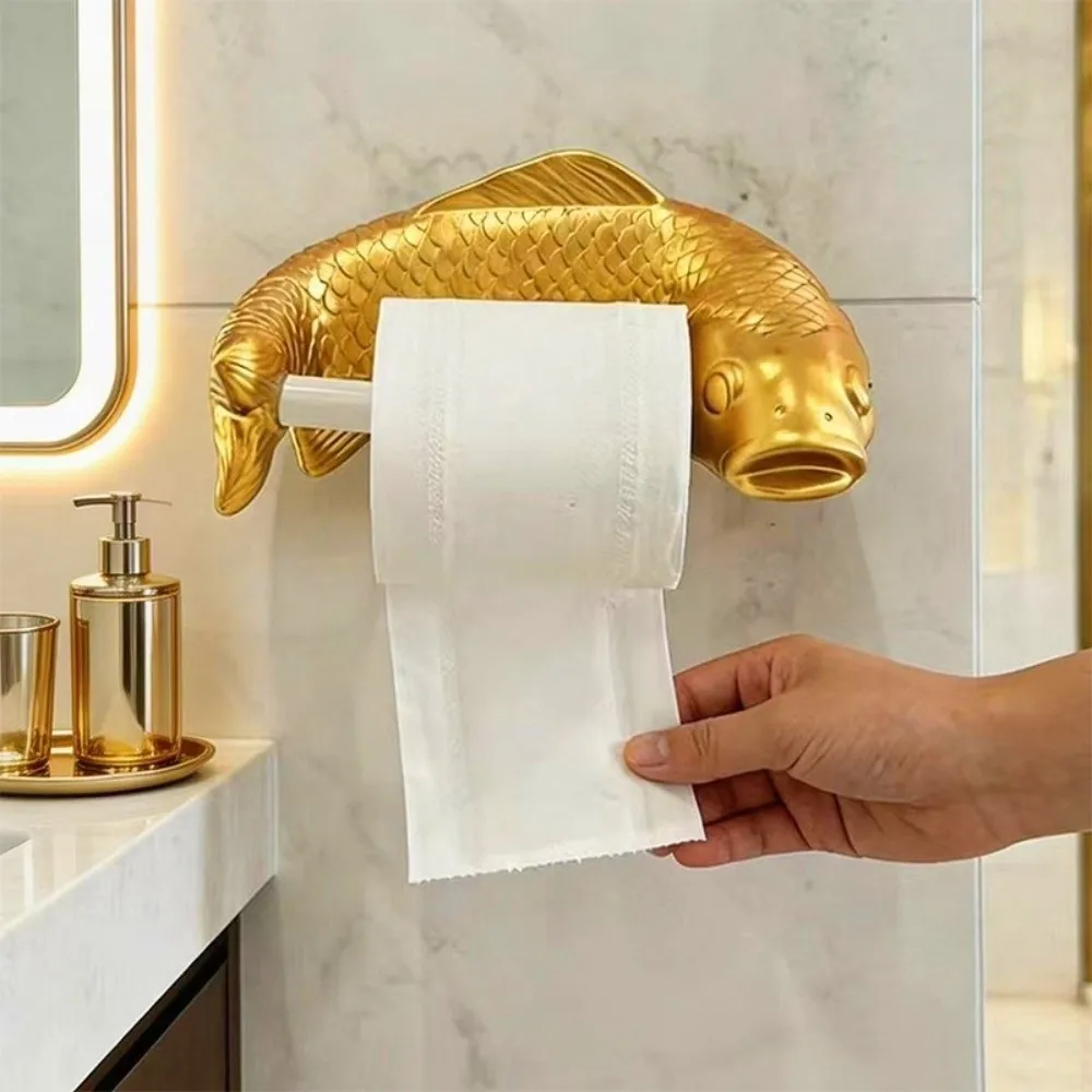 Golden Carp Toilet Paper Roll Holder Waterproof Plastic Vintage Toilet Paper Rack Wall-Mounted Punch-Free Tissue Paper Shelf
Golden Carp Toilet Paper Roll Holder Waterproof Plastic Vintage Toilet Paper Rack Wall-Mounted Punch-Free Tissue Paper Shelf