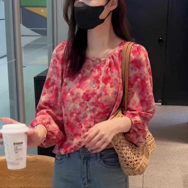 Vintage Women's Blouses Casual Printed Shirts Fashion Loose Summer Korean Clothing Long Sleeved Chiffon O-neck Women Tops
Vintage Women's Blouses Casual Printed Shirts Fashion Loose Summer Korean Clothing Long Sleeved Chiffon O-neck Women Tops