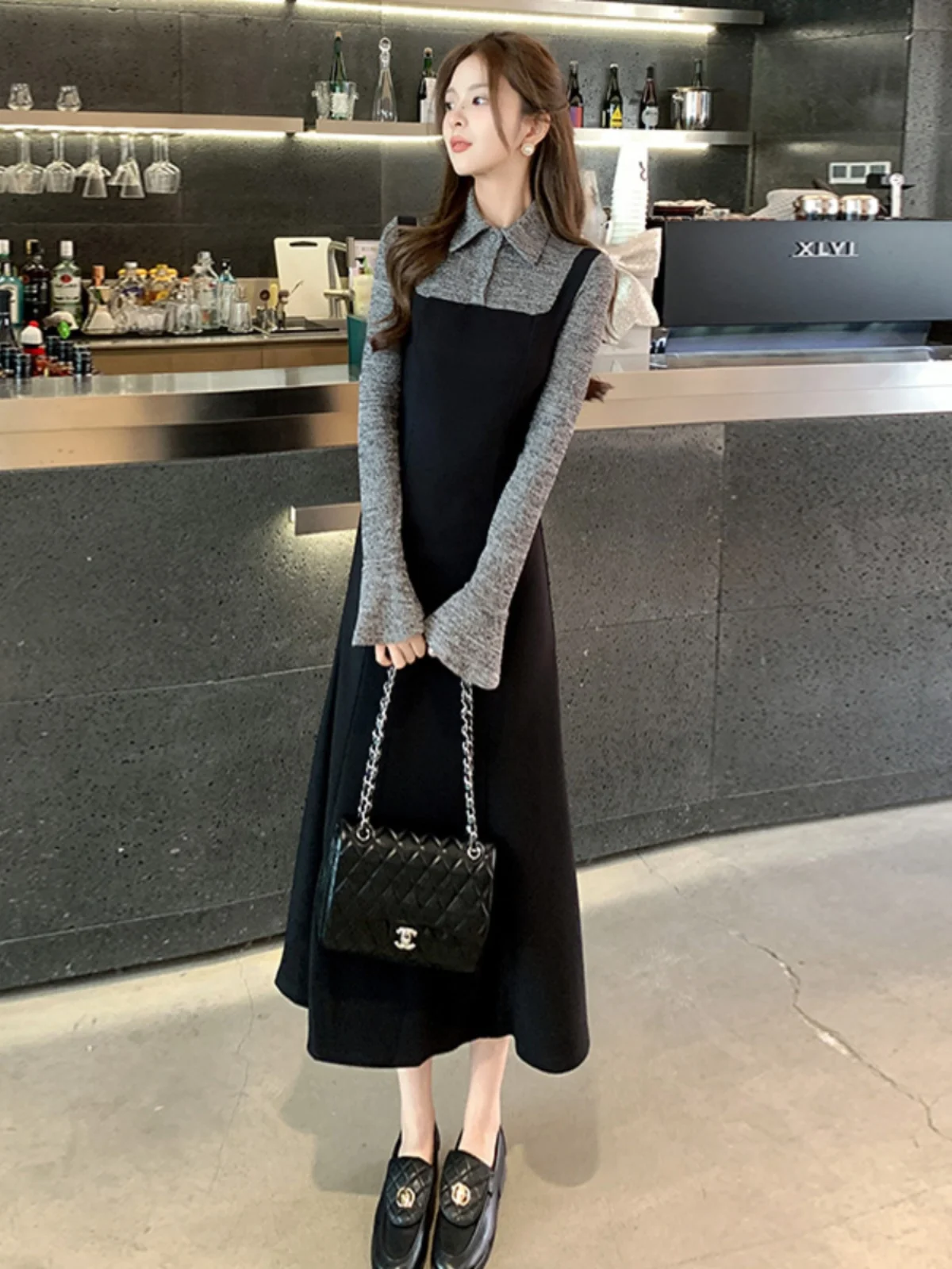 Korean Style Elegant Black Wrap Dress Women's Spring 2026 New Design Splicing Fake Two-Piece Waist-Cinching A-Line Dress
Korean Style Elegant Black Wrap Dress Women's Spring 2026 New Design Splicing Fake Two-Piece Waist-Cinching A-Line Dress