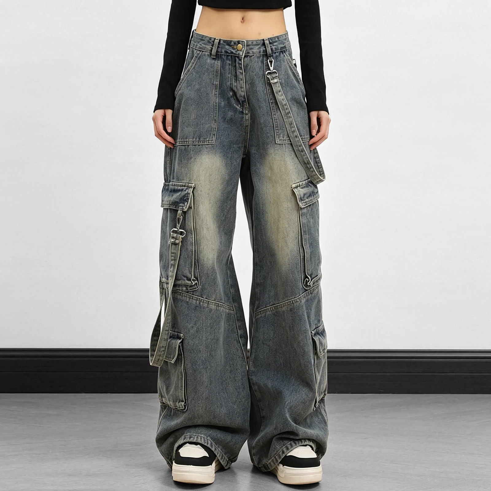 American Retro Blue Sash Denim Pants Loose Wide Leg Long Trousers Men Women High Street Style Multi Pocket Workwear Jeans
American Retro Blue Sash Denim Pants Loose Wide Leg Long Trousers Men Women High Street Style Multi Pocket Workwear Jeans