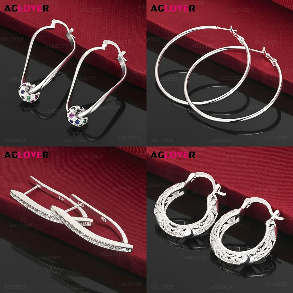 AGLOVER 925 Sterling Silver Large Round Earrings For Women Classic Fashion Gift Engagement Jewelry
AGLOVER 925 Sterling Silver Large Round Earrings For Women Classic Fashion Gift Engagement Jewelry