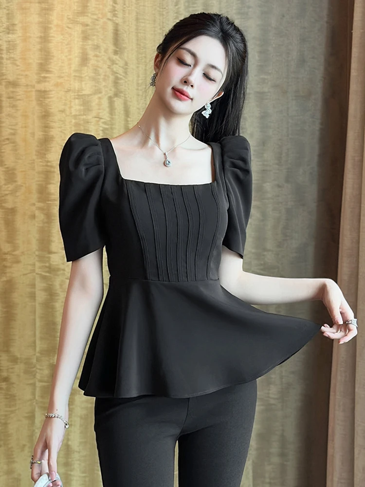 French Style Black Blouse Femme Vintage Sweet Black Tops Female Elegant Party Dailywear T Shirt Retro High Street Clothes Mujer
French Style Black Blouse Femme Vintage Sweet Black Tops Female Elegant Party Dailywear T Shirt Retro High Street Clothes Mujer