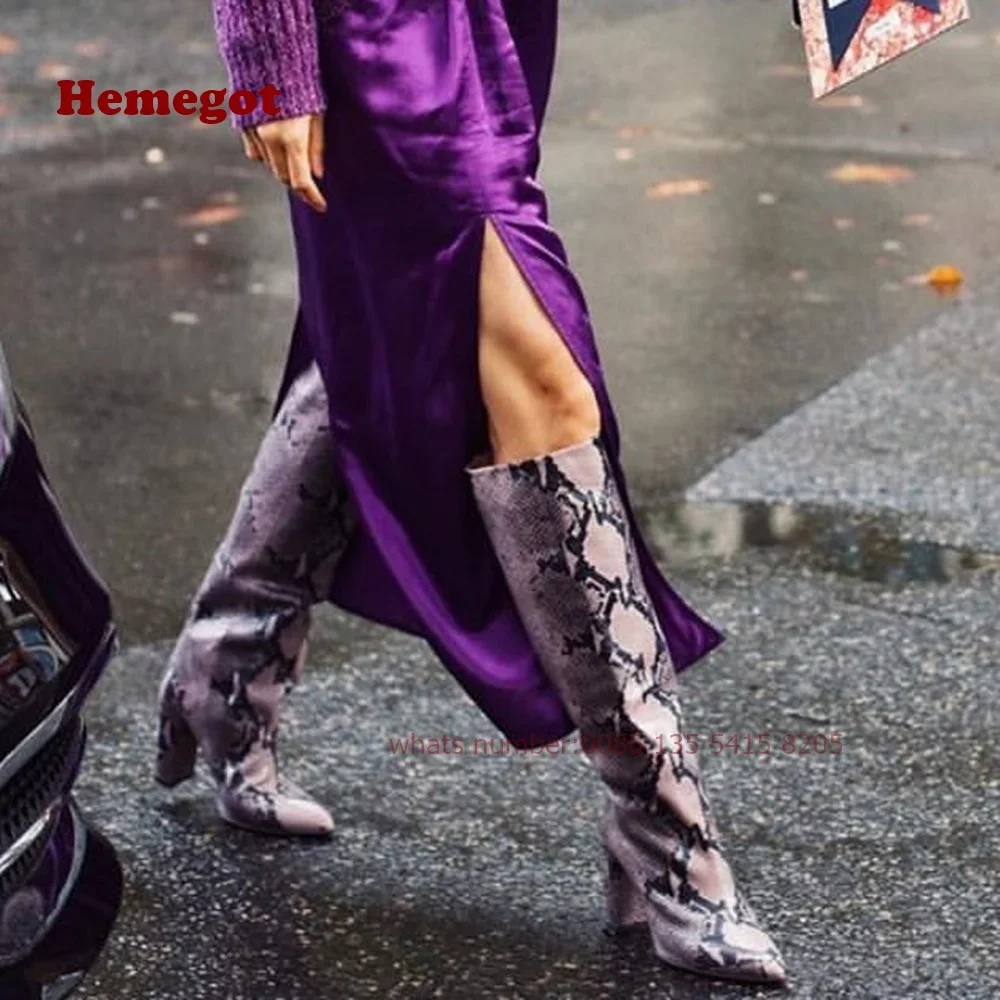 Printed Snakeskin Boots Pointy Toe Block Heeled Women's Knee High Boots Slip On 2024 Newest Brand Luxury Shoes Plus Size 46 Sexy
Printed Snakeskin Boots Pointy Toe Block Heeled Women's Knee High Boots Slip On 2024 Newest Brand Luxury Shoes Plus Size 46 Sexy