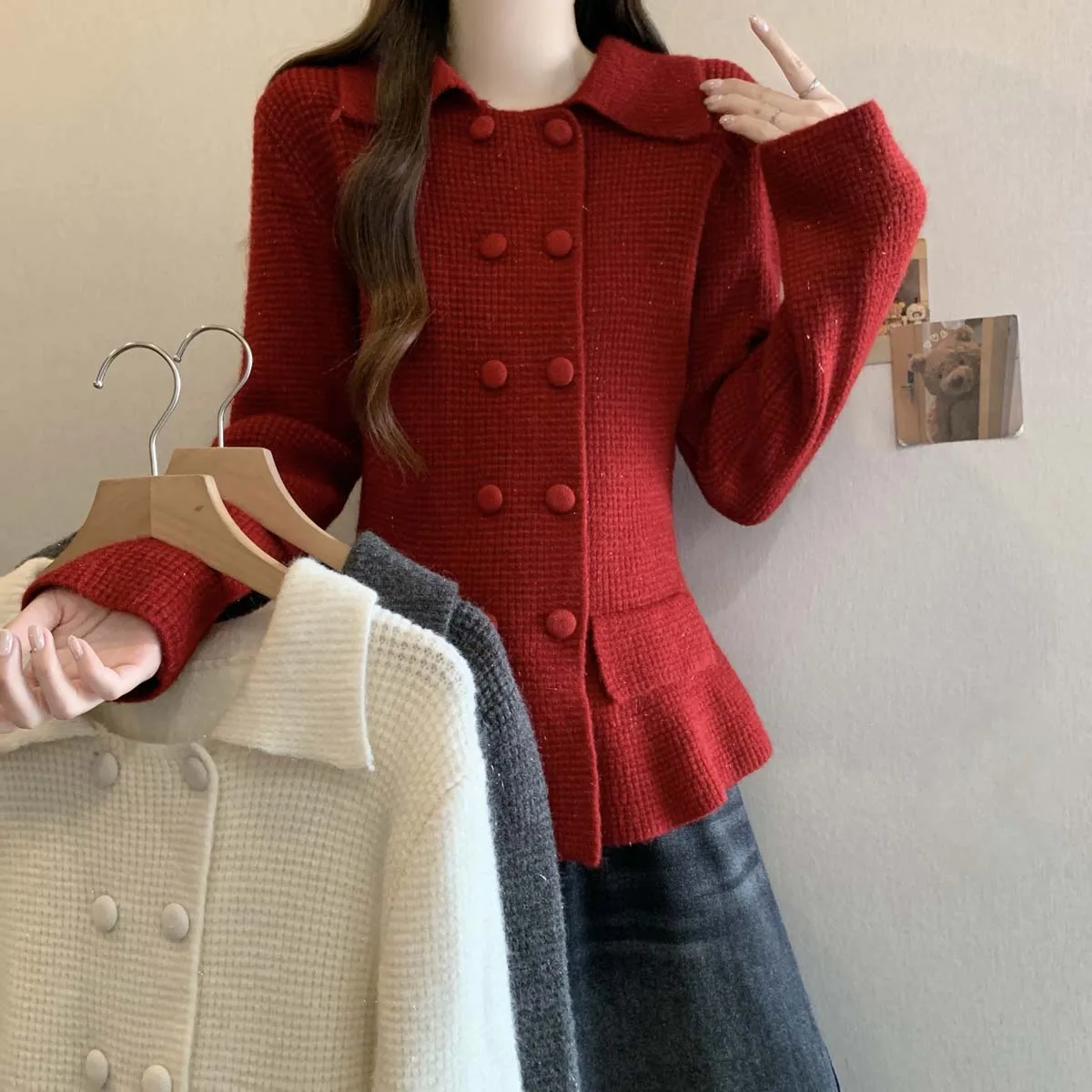 High-End Large Size Women's Knitwear Double-Row Button Collared Sweater Outerwear Top Commute Sle Long Sve Thiened
High-End Large Size Women's Knitwear Double-Row Button Collared Sweater Outerwear Top Commute Sle Long Sve Thiened