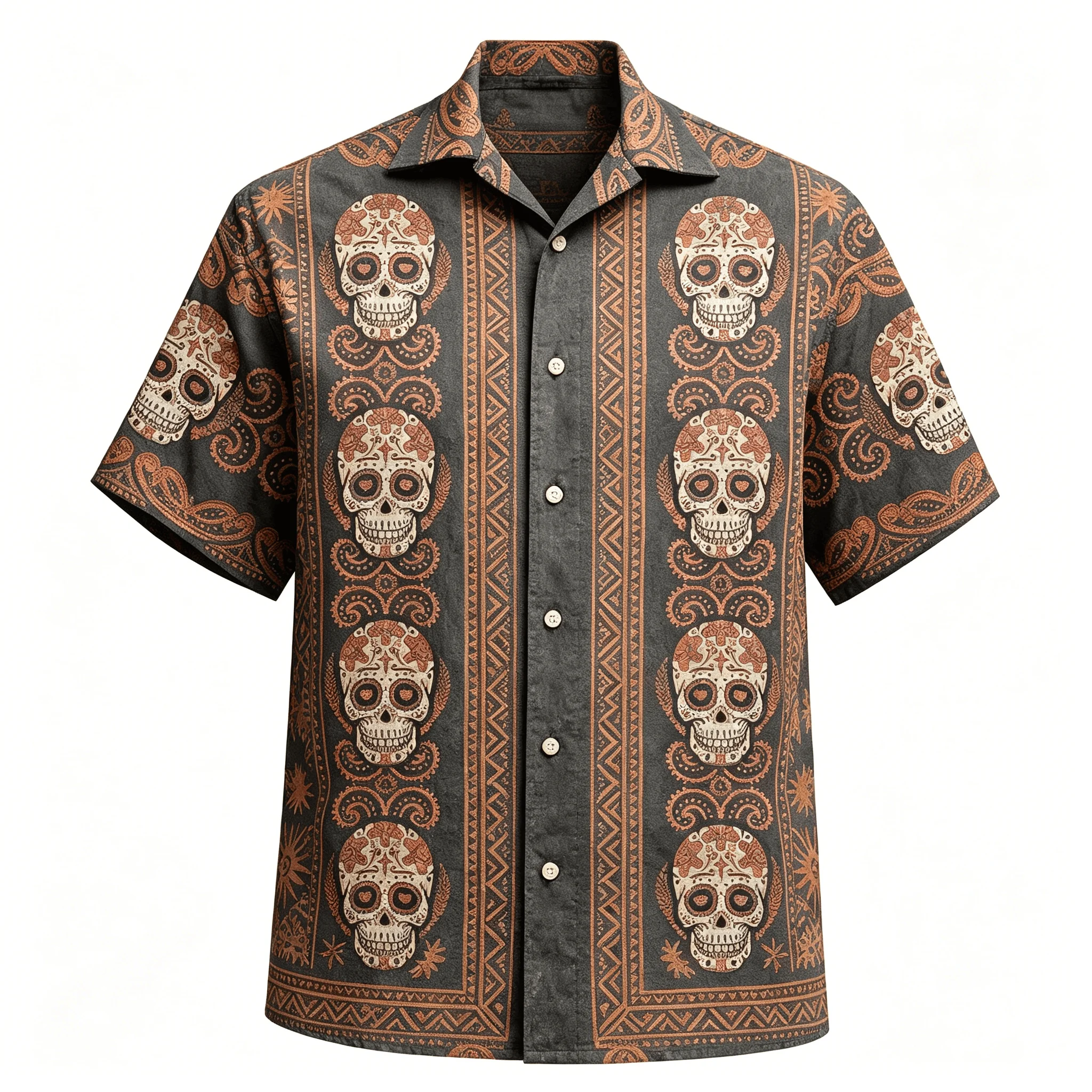 Men's Hawaiian Sugar Skull Shirt, Floral Hibiscus Print, Casual Summer Beach Button-Down
Men's Hawaiian Sugar Skull Shirt, Floral Hibiscus Print, Casual Summer Beach Button-Down