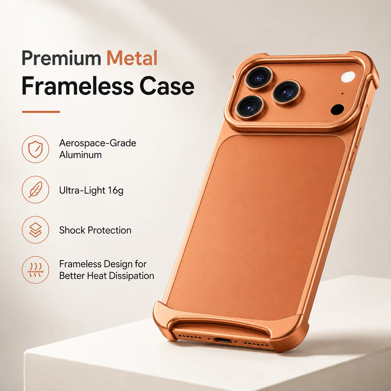 100% Aviation Aluminum Metal Case for iPhone 17 Pro Max Air 17Pro Frameless Heat Dissipation Cover Shockproof Protector Cases
100% Aviation Aluminum Metal Case for iPhone 17 Pro Max Air 17Pro Frameless Heat Dissipation Cover Shockproof Protector Cases