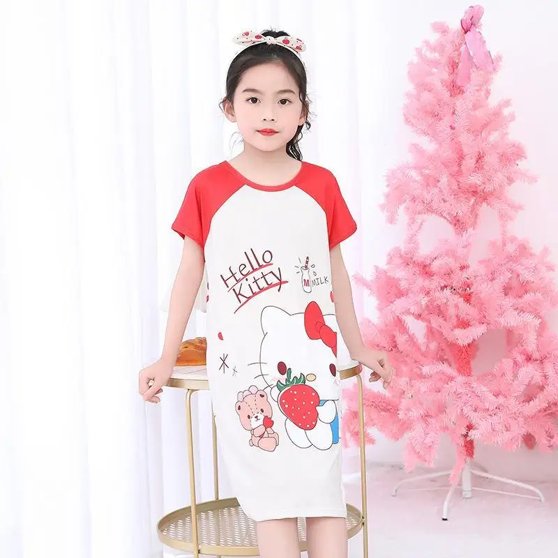 Hot Sanrio Girl Round Neck T-Shirt Sleeping Skirt Summer Kawaii Hello Kitty Anime Fashion Sexy Children Leisure Wear Skirt New
Hot Sanrio Girl Round Neck T-Shirt Sleeping Skirt Summer Kawaii Hello Kitty Anime Fashion Sexy Children Leisure Wear Skirt New