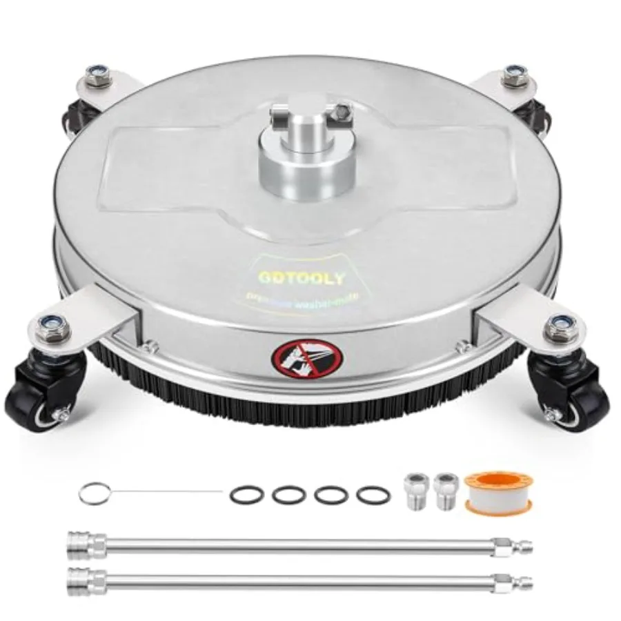 18" Pressure Washer Surface Cleaner with 4 Wheels Stainless Steel Power Pressure Washer Attachment for Driveway Concrete Patio
18" Pressure Washer Surface Cleaner with 4 Wheels Stainless Steel Power Pressure Washer Attachment for Driveway Concrete Patio