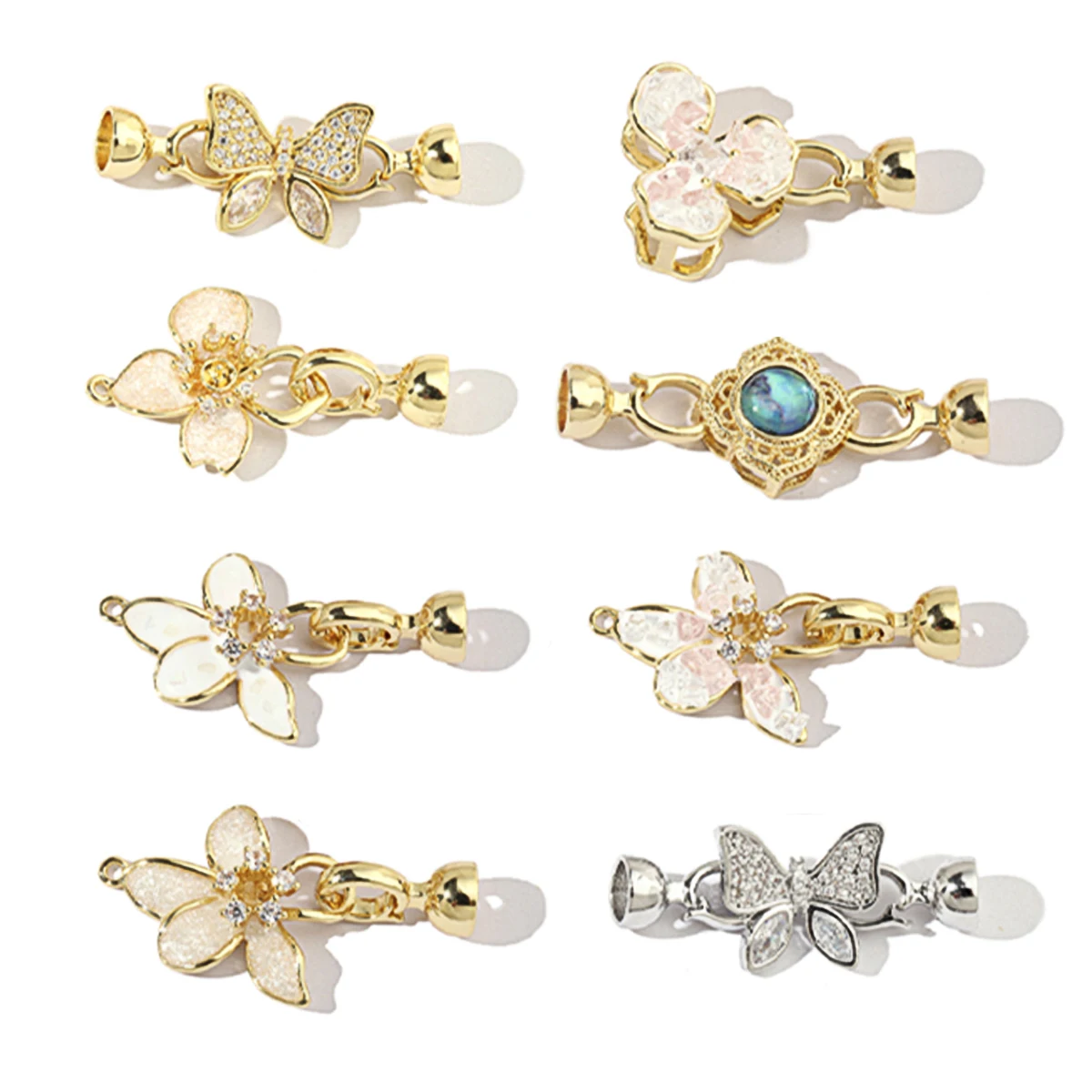 3pcs/lot Gold Plating Copper Butterfly Detachable Universal Connecting Buckles CZ Fllower Pearl DIY Spring Clasp Findings
3pcs/lot Gold Plating Copper Butterfly Detachable Universal Connecting Buckles CZ Fllower Pearl DIY Spring Clasp Findings