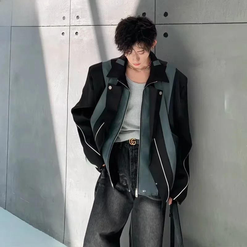 Men's PU Leather Jacket Shoulder Pads Splicing Design Casual Style Spring Outerwear American Leisure Fashion Youth Clothing
Men's PU Leather Jacket Shoulder Pads Splicing Design Casual Style Spring Outerwear American Leisure Fashion Youth Clothing