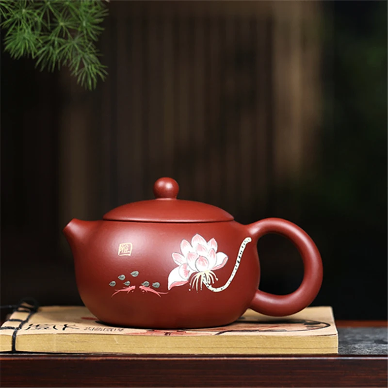 Chinese Style Lotus Flower Pattern Teapot, Purple Clay Raw Ore Dahongpao, Kung Fu Household, Handmade, 280ml Xishi Pot, New, 1Pc
Chinese Style Lotus Flower Pattern Teapot, Purple Clay Raw Ore Dahongpao, Kung Fu Household, Handmade, 280ml Xishi Pot, New, 1Pc
