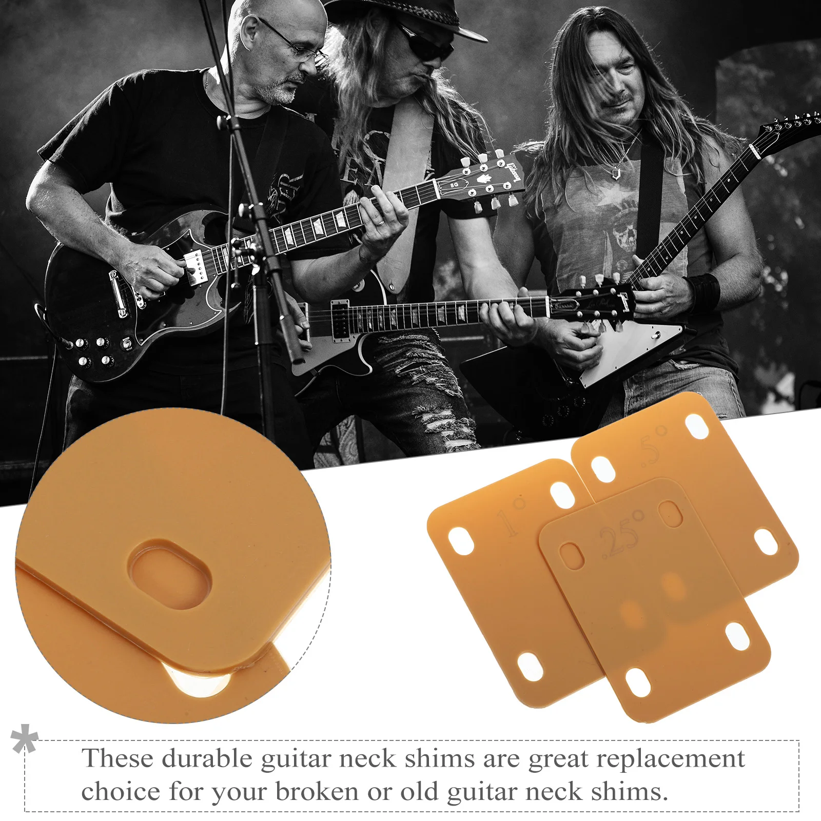 3 Pcs Guitar Neck Shims Plastic Khaki 1° 0.5° 0.25° Angle Adjuster Bass Spacer Plates Parts Supplies Durable Installation
3 Pcs Guitar Neck Shims Plastic Khaki 1° 0.5° 0.25° Angle Adjuster Bass Spacer Plates Parts Supplies Durable Installation