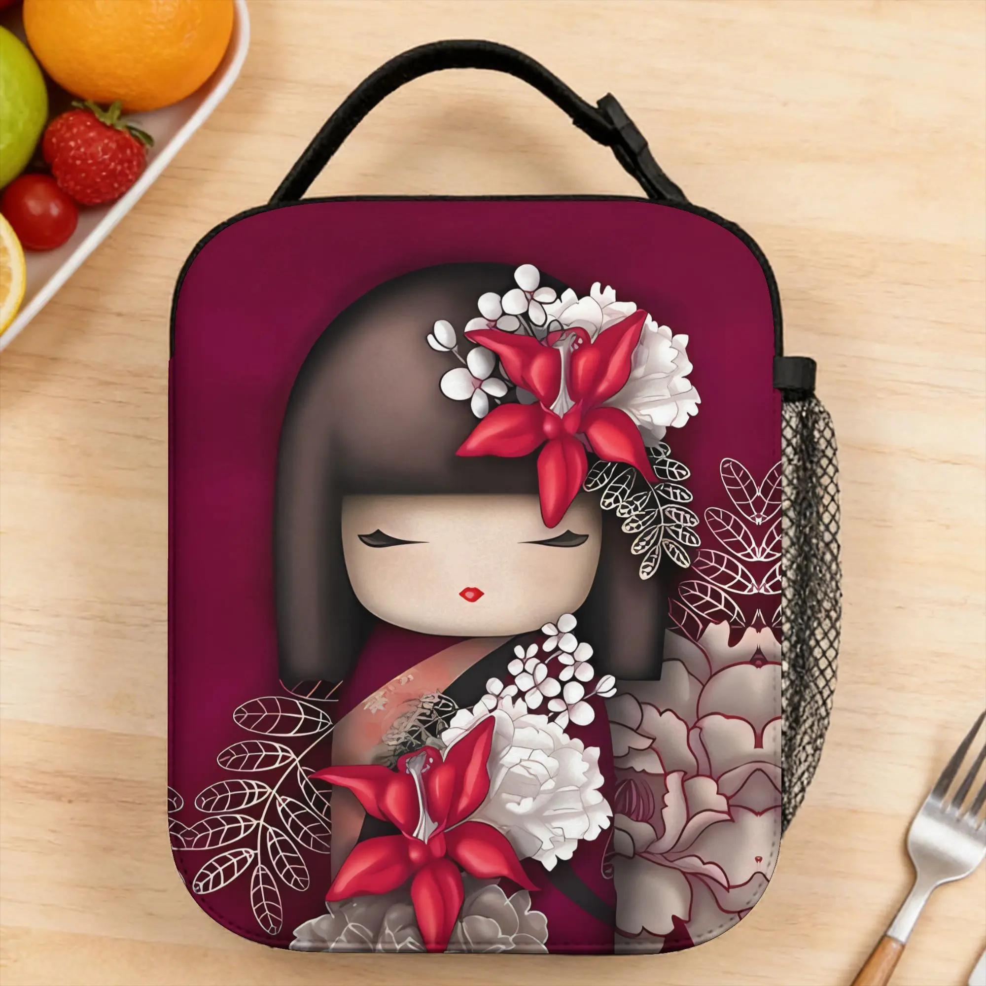 Kokeshi Doll Red Floral Kimono Portrait Lunch Bag Casual Lunch Box For Child Travel Cooler Bag Oxford Tote Food Bags
Kokeshi Doll Red Floral Kimono Portrait Lunch Bag Casual Lunch Box For Child Travel Cooler Bag Oxford Tote Food Bags